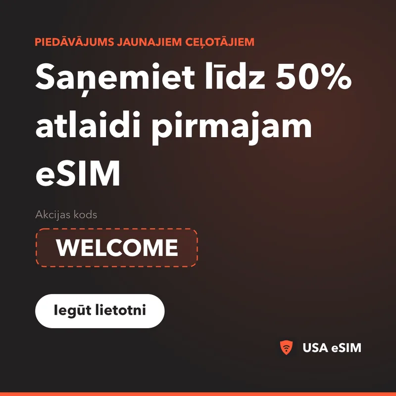 USA eSIM Promo Kods — WELCOME: līdz 50% atlaide