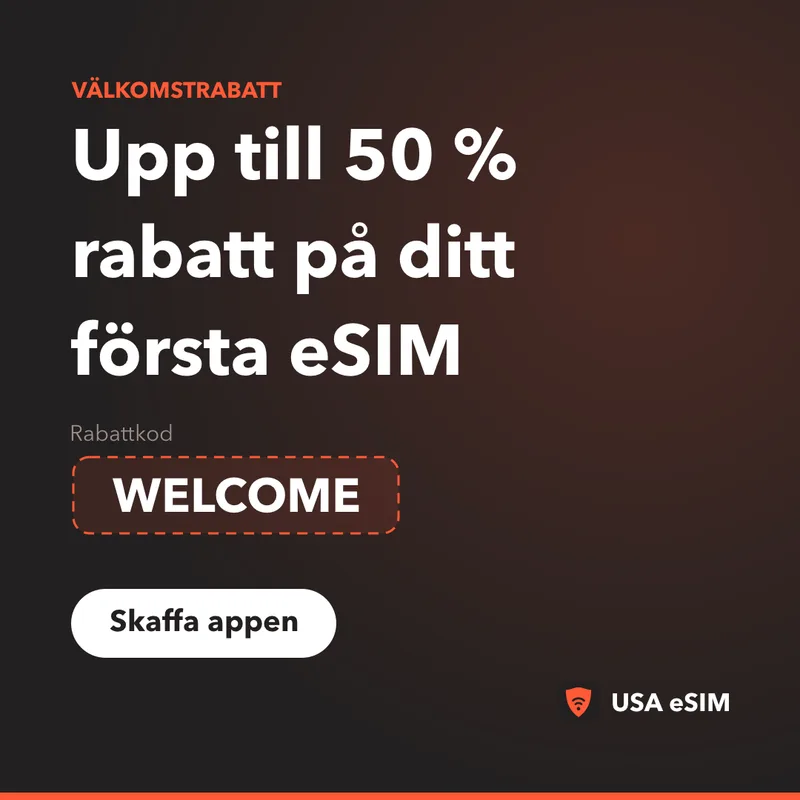 USA eSIM Rabattkod — WELCOME: upp till 50 % rabatt
